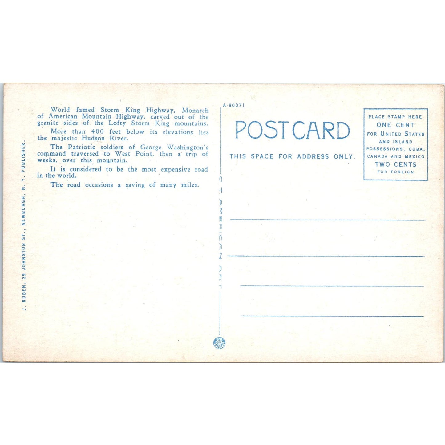 Storm King Hwy Looking South Constitution Island New York Vintage Postcard PD3