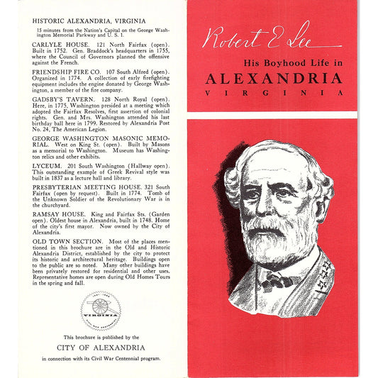 Lee Boyhood Home Alexandria VA Vintage Travel Brochure TH2-TB5