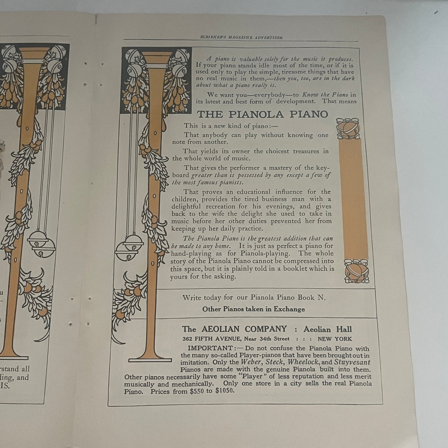 The Weber Piano Company Aeolian New York 2 Page Ad 1908 Clipping J14