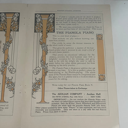 The Weber Piano Company Aeolian New York 2 Page Ad 1908 Clipping J14