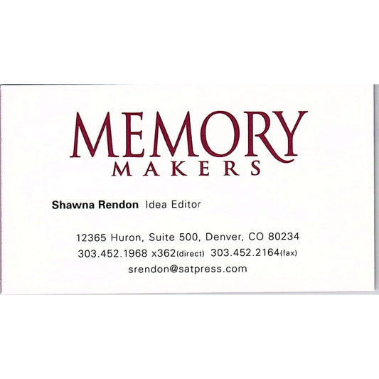 Shawna Rendon Memory Makers Denver CO Vintage Business Card SC9-B11