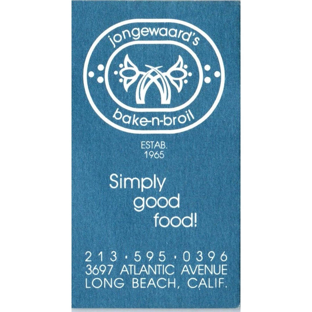 Jongwaard's Bake-N-Broil Long Beach CA Vintage Business Card SD8-B6
