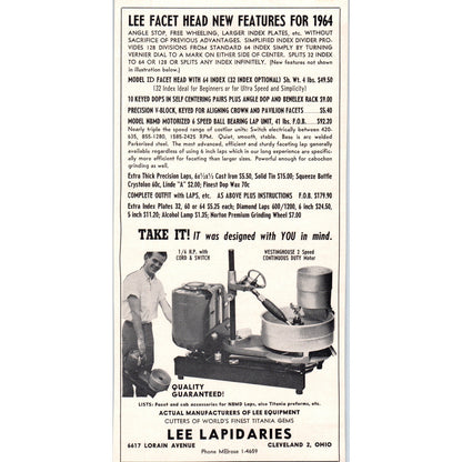 Lee Lapidaries Cleveland Ohio 1964 Magazine Ad AB6-LL1