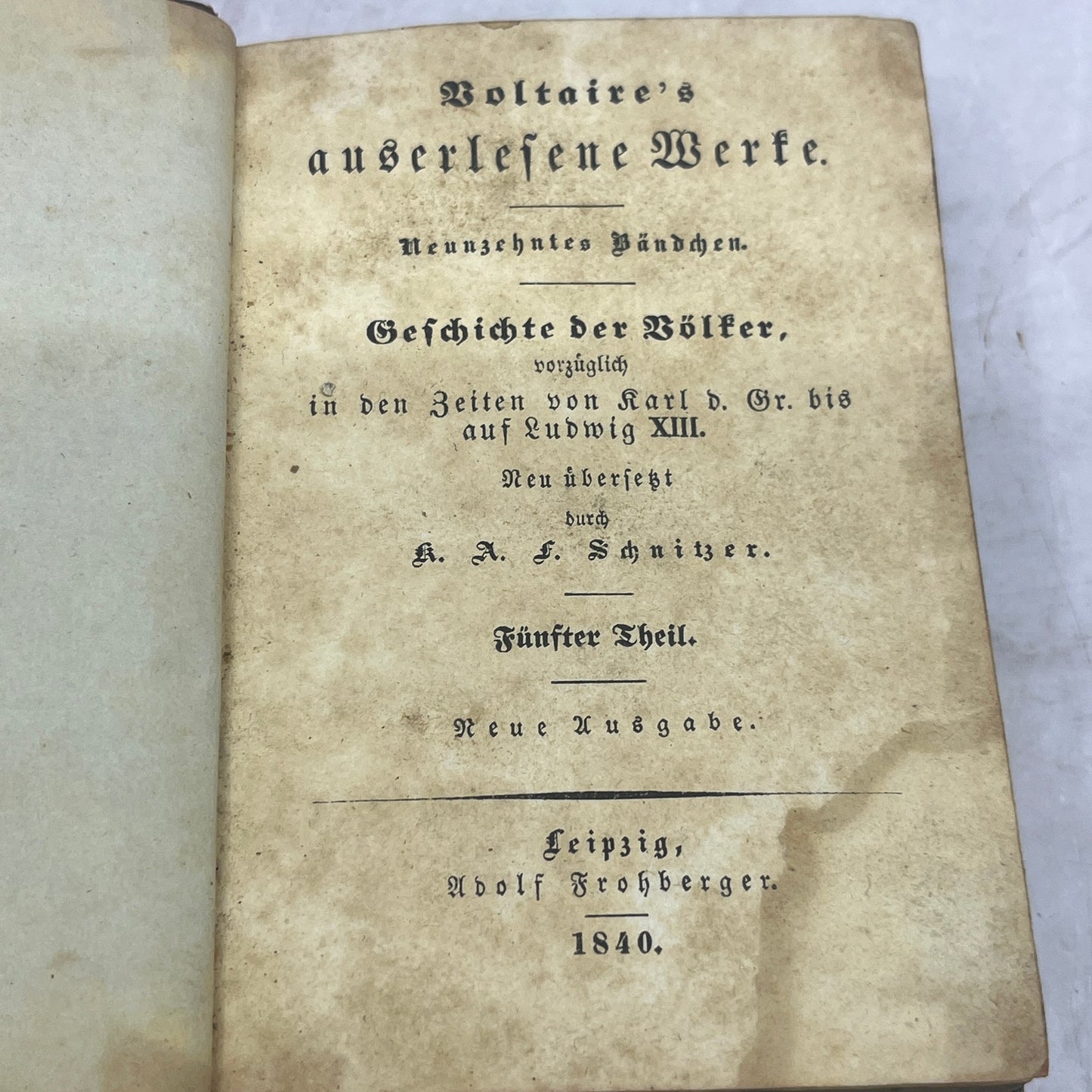 1840 Voltaire's Geschichte der Völker History of People Part III German TE5-OB-1