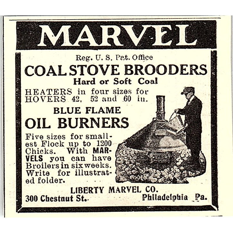 Marvel Coal Stove Brooders Liberty Marvel Co Philadelphia 1924 Ad AG3-S18