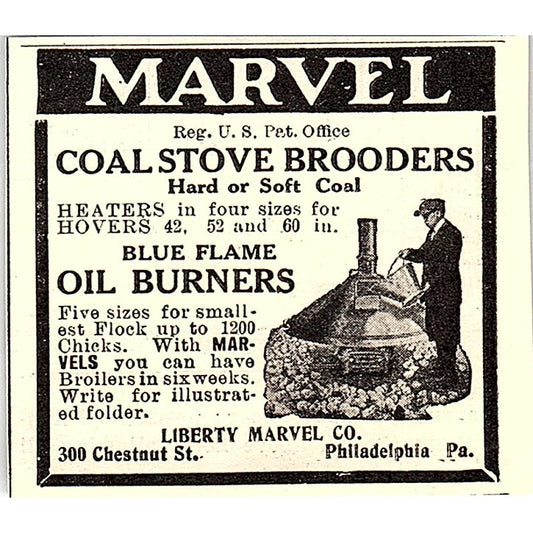 Marvel Coal Stove Brooders Liberty Marvel Co Philadelphia 1924 Ad AG3-S18