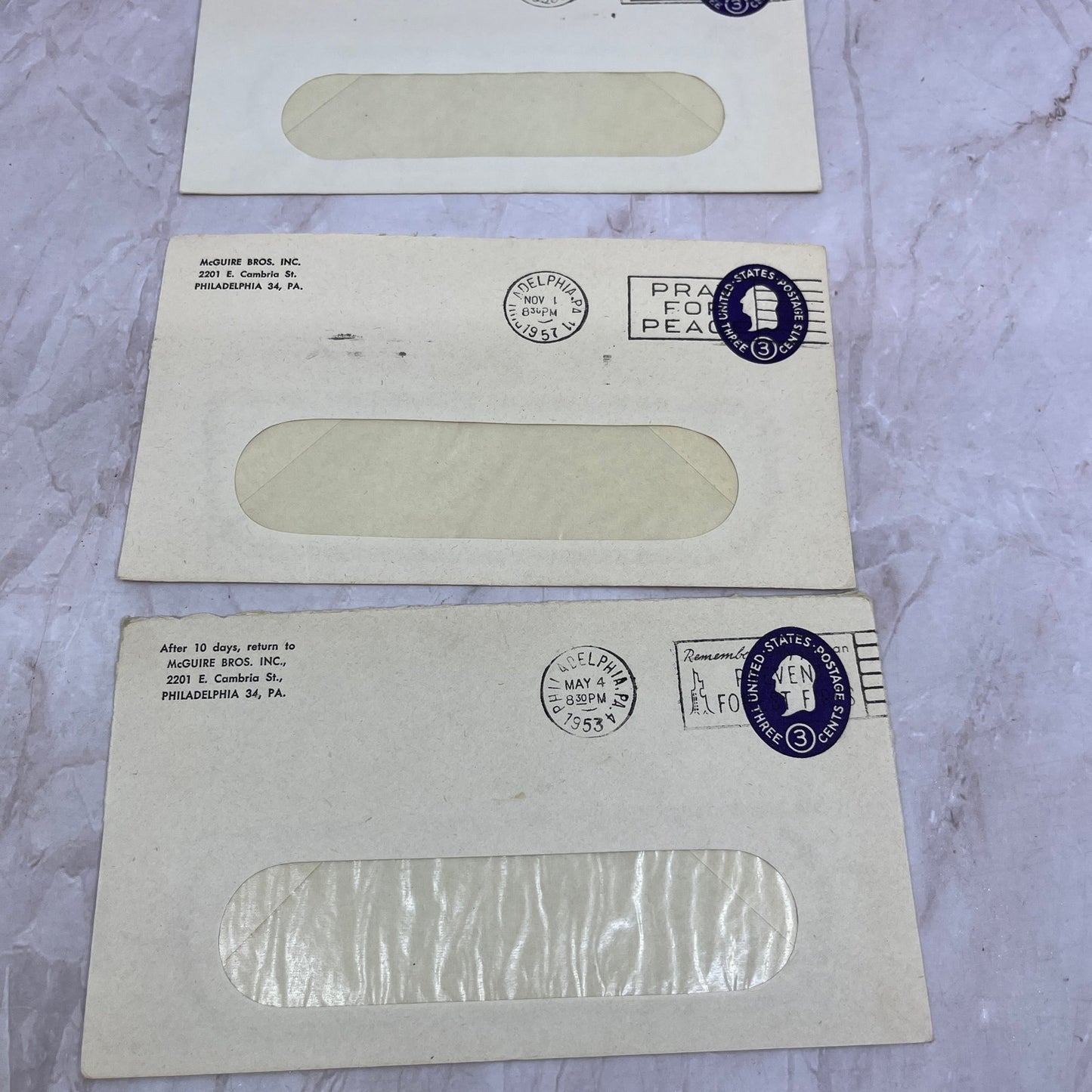 1950s Lot of McGuire Bros Inc Philadelphia PA Postal Cover Envelopes TI5-E-4
