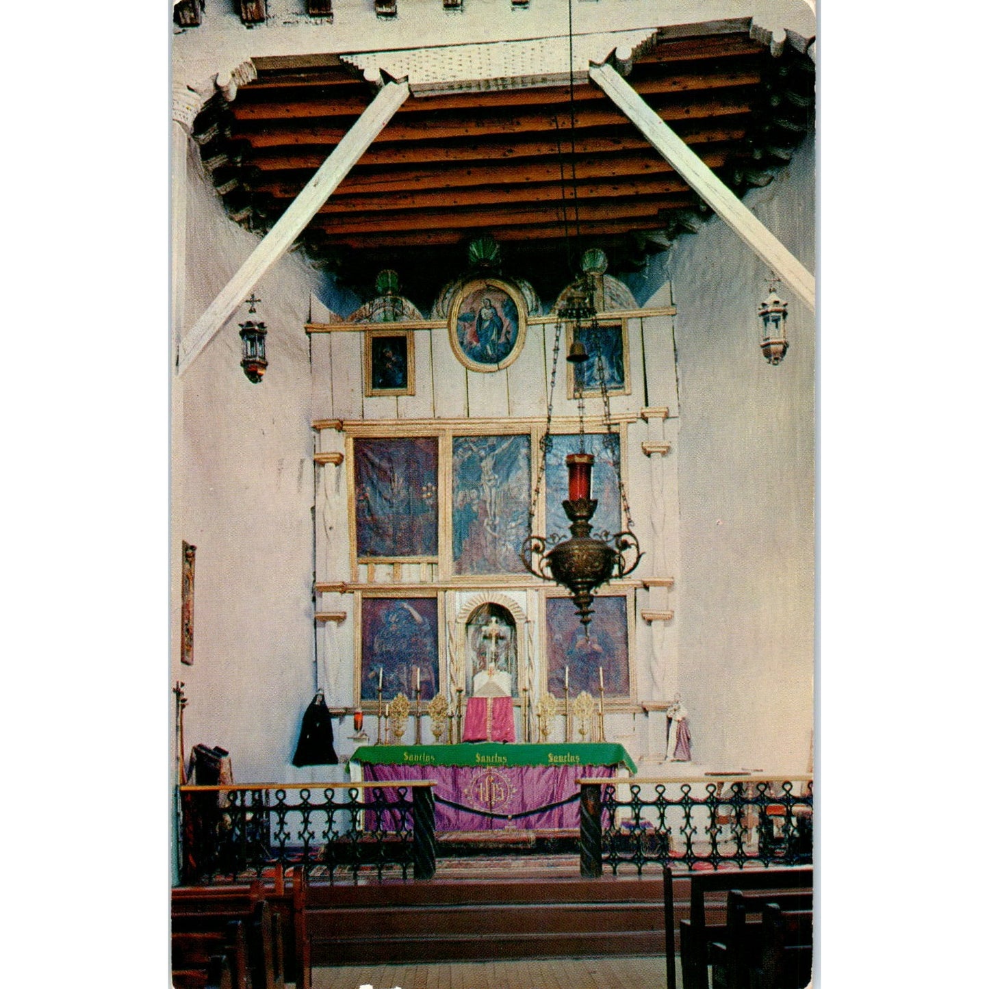 1958 Altar of Ranchos De Taos Church Arizona Vintage Postcard PE2