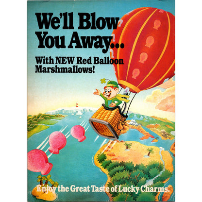 Lucky Charms New Red Balloon Marshmallows General Mills 1989 Ad B22