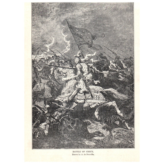 Battle of Crecy A. De Neuville 1911 Engraving Print AF5-11