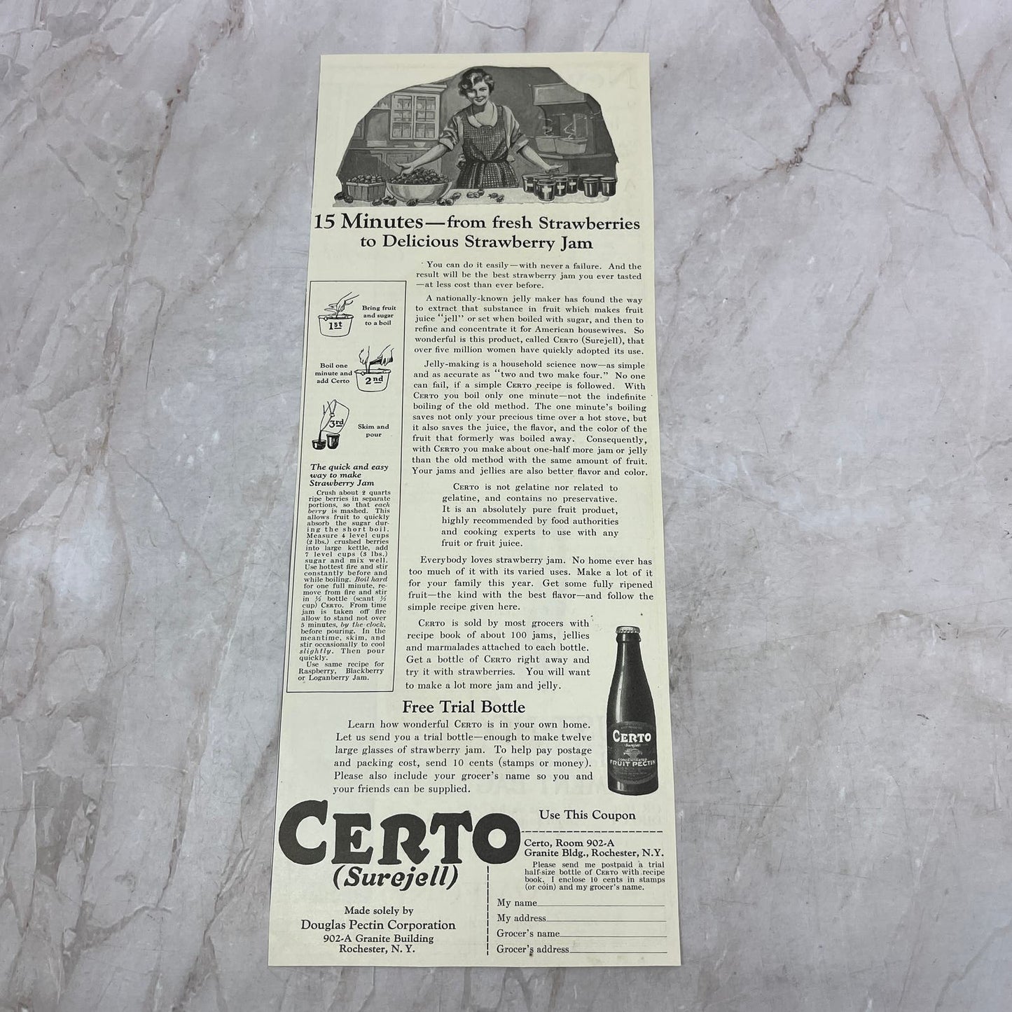 Certo Surejell Douglas Pectin Co Rochester NY 1924 Magazine Ad FL6-11