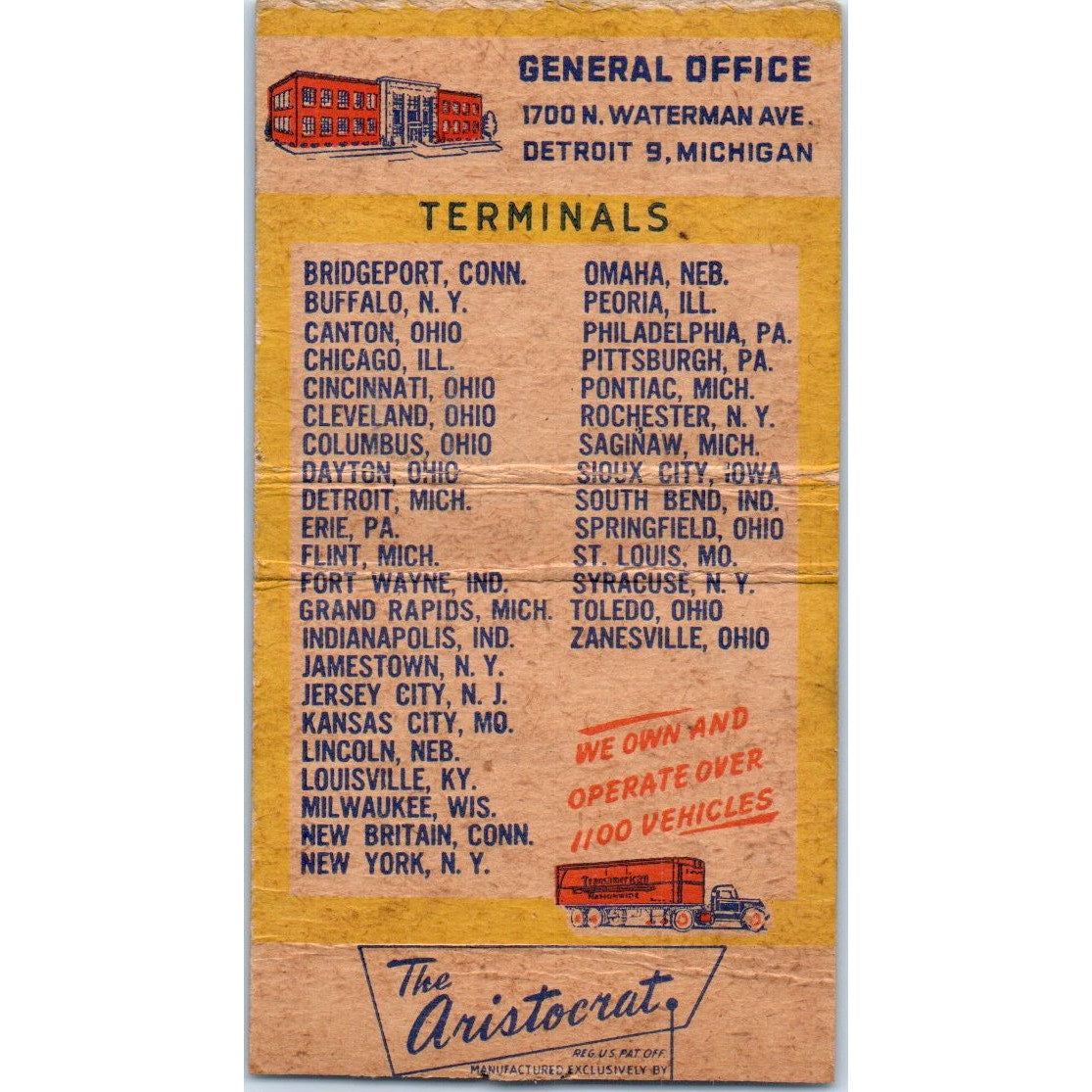Vital Link Transamerican Freight Lines Detroit Vintage Matchbook Cover SF4-Y6