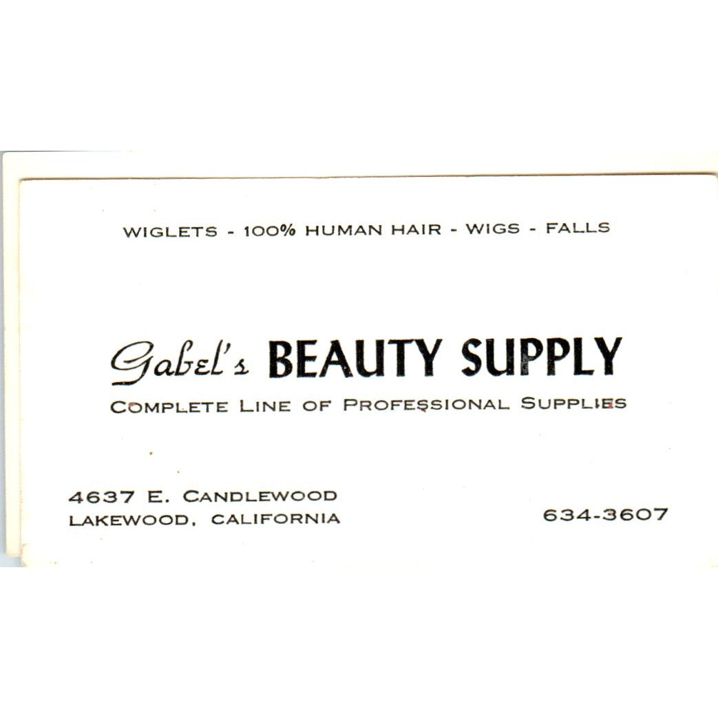 Gabel's Beauty Supply Lakewood CA Vintage Business Card SD8-B10
