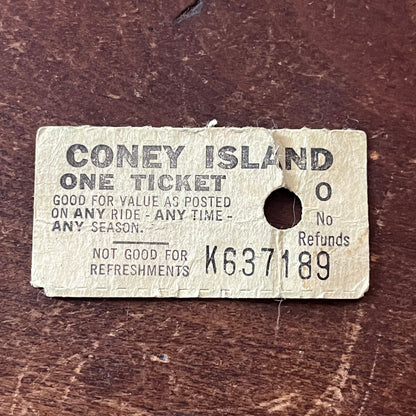 Vintage Coney Island One-Ride Stub AF9-S4