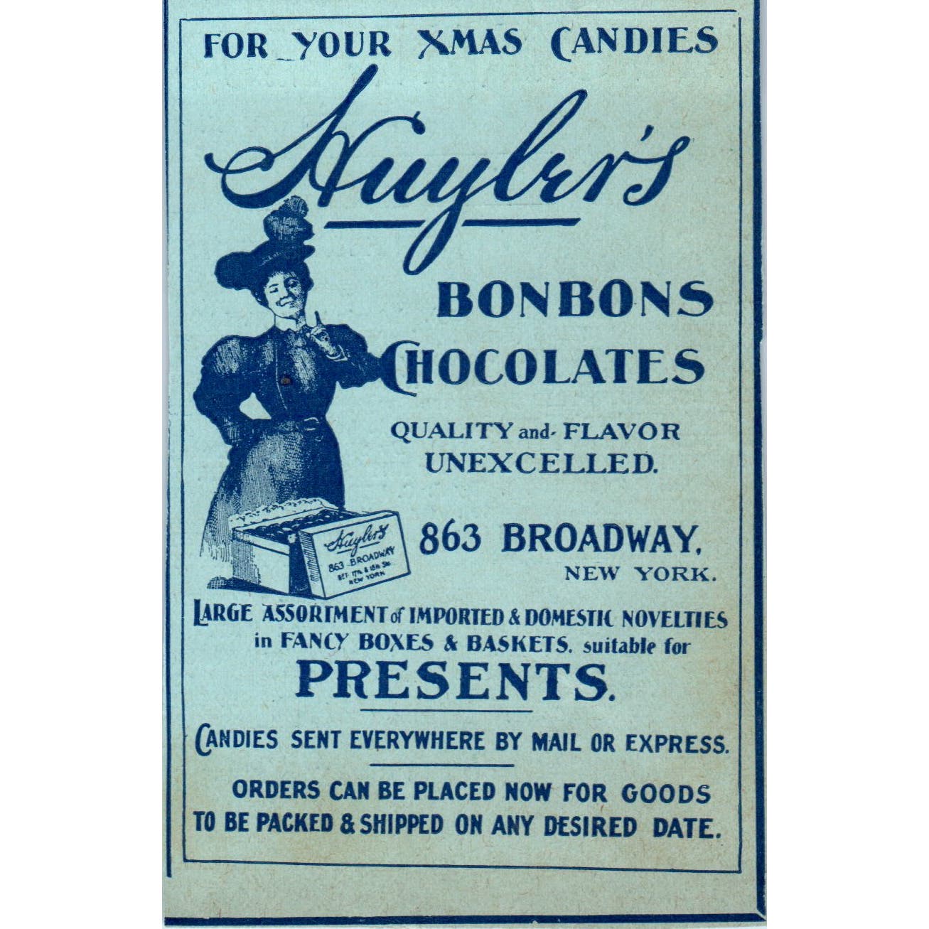 Huyler's Bonbons New York 1897 Victorian Ad AE9-TS10