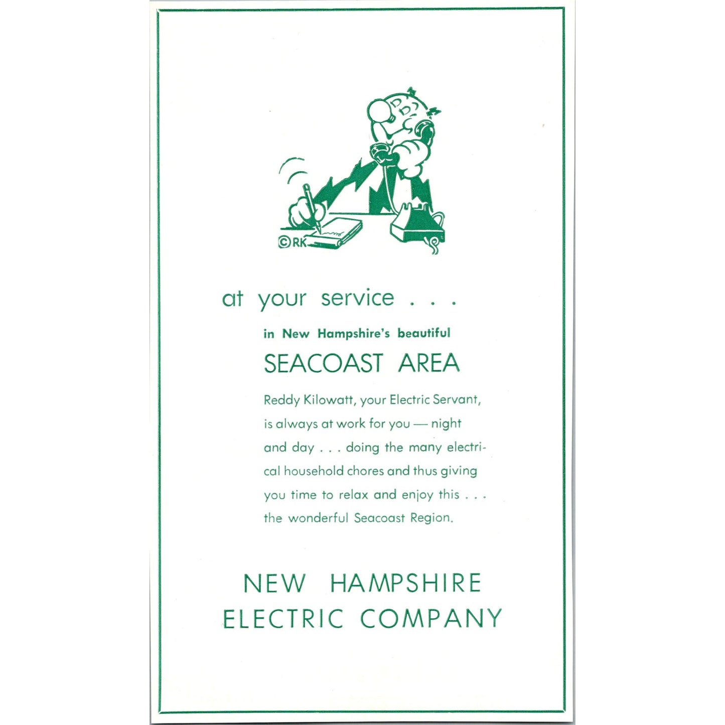 Reddy Kilowatt New Hampshire Electric Company c1950 NH Ad AK1-4