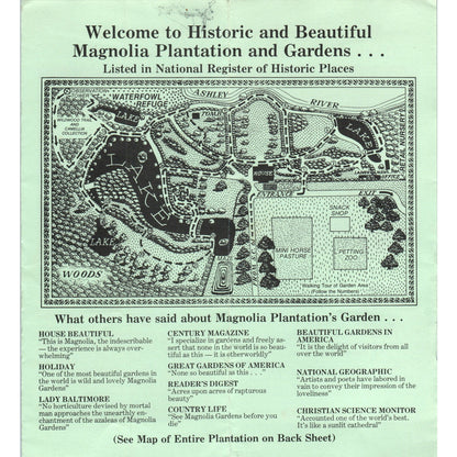 Vintage Magnolia Plantation Gardens SC Map & Brochure TF4-B3