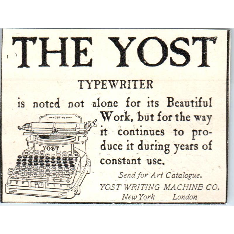 The Yost Typewriter NY c1905 Original Magazine Advertisement AE7-A1