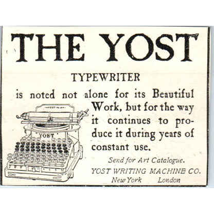 The Yost Typewriter NY c1905 Original Magazine Advertisement AE7-A1