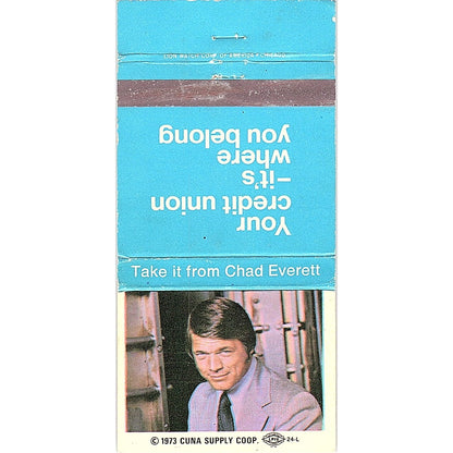 Chad Everett Credit Union 1973 Vintage Matchbook TB6-MB2-8