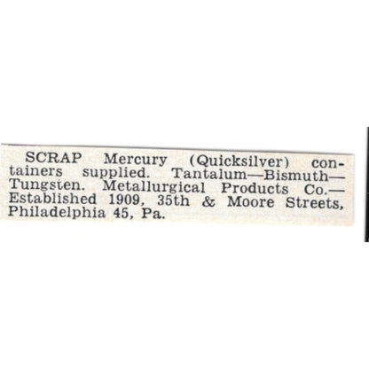 Metallurgical Products Co Philadelphia PA 1955 Ad AG1-S2