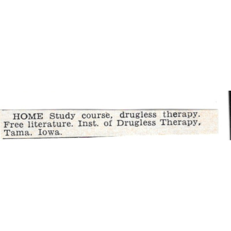 Institute of Drugless Therapy Home Study Tama Iowa 1955 Ad AG1-S2
