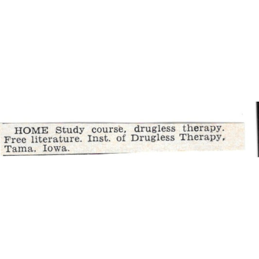 Institute of Drugless Therapy Home Study Tama Iowa 1955 Ad AG1-S2