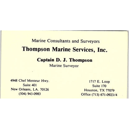 Captain D.J. Thompson Marine Services Houston Vintage Business Card SC9-B2