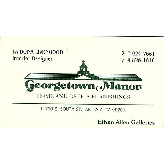 Georgetown Manor La Dona Livengood Ethan Allen Artesia CA Business Card SF3-B2