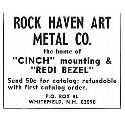 Rock Haven Art Metal Co Whitefield NH 1972 Ad AF8-M1