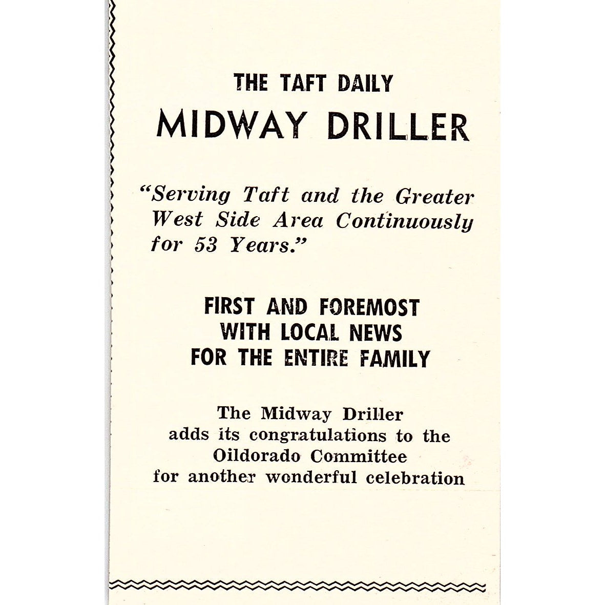 The Taft Daily Midway Driller - Taft CA 1965 Ad AF8-M5