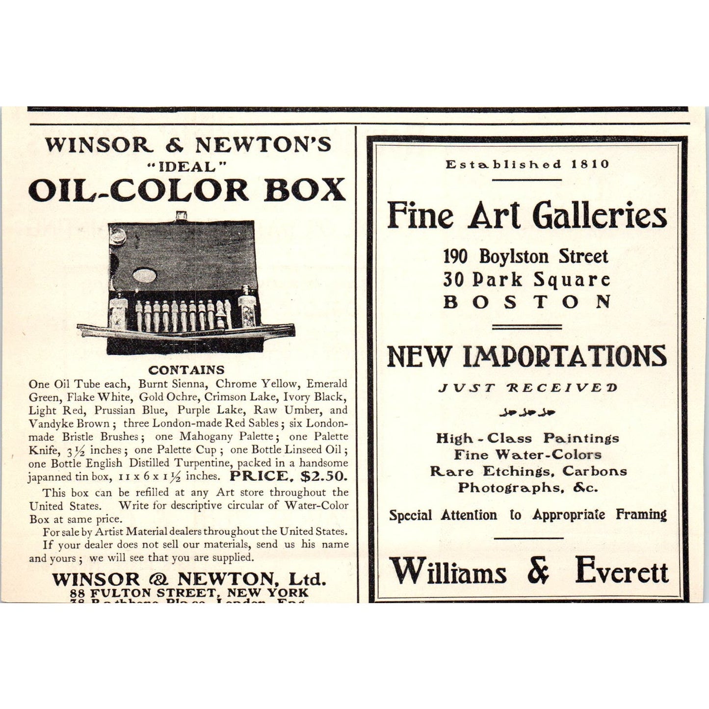 Rowney's Artists' Colours Favor, Ruhl & Co NY c1905 Victorian Ad AE9-MA3