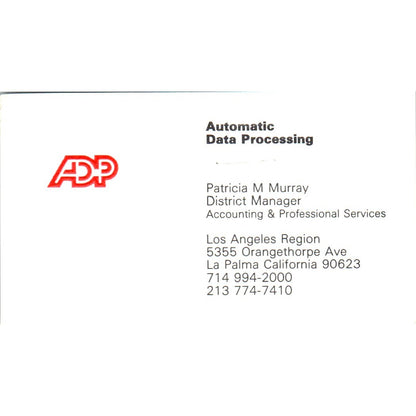 Patricia M Murray ADP Automatic Data Processing Houston Business Card SD8-B16