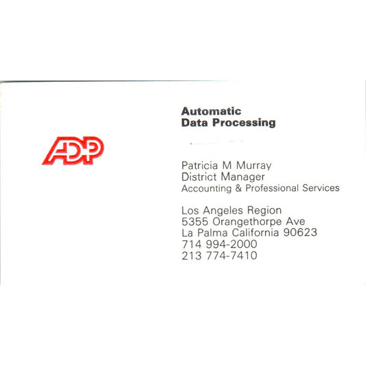 Patricia M Murray ADP Automatic Data Processing Houston Business Card SD8-B16