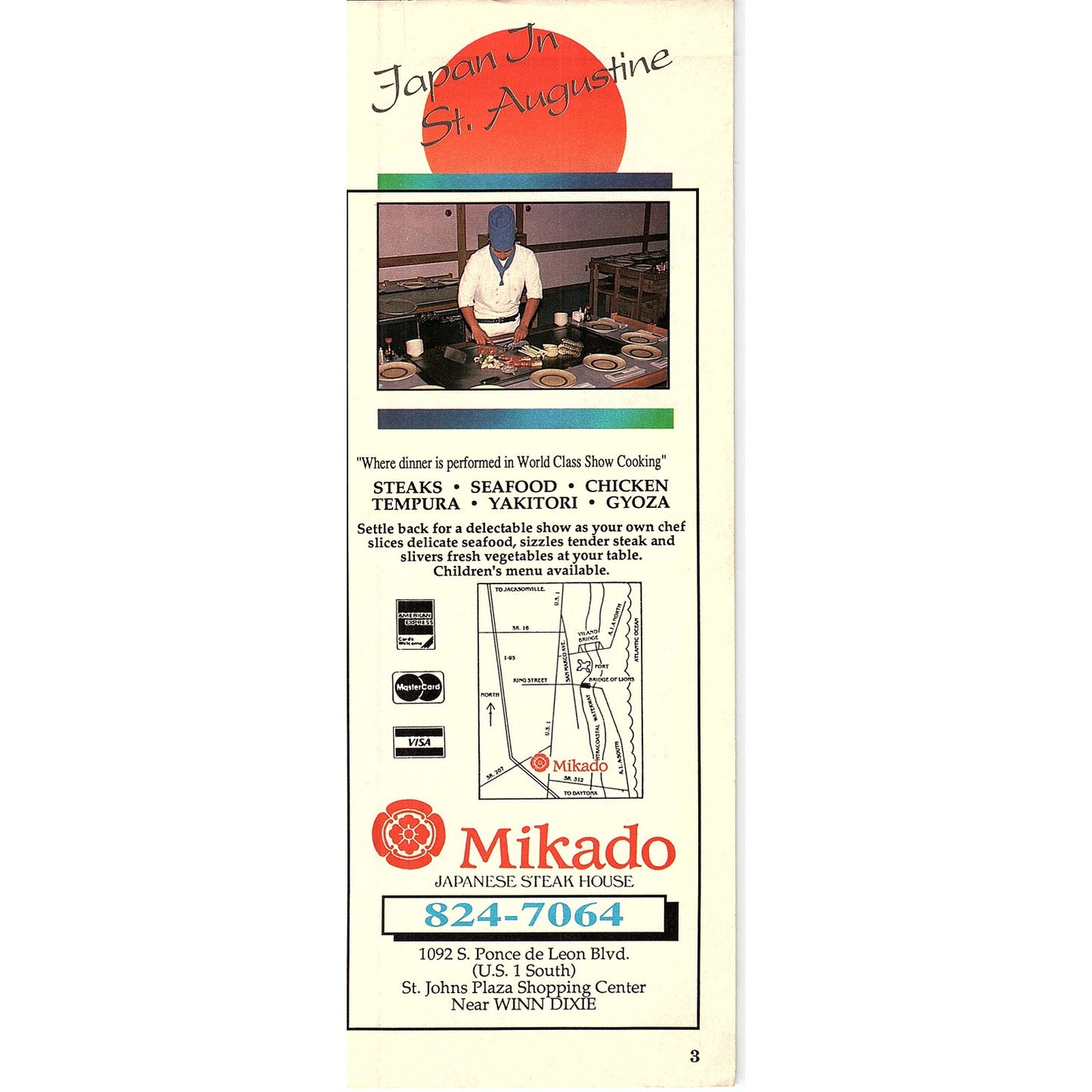 MIkado Japanese Steakhouse St. Augustine FL 1989 Ad AF9-13