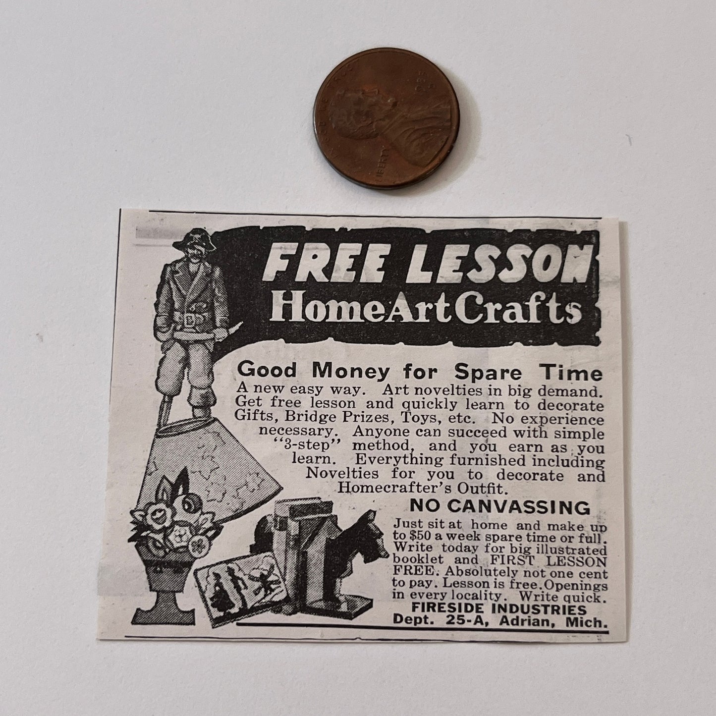 Fireside Industries Free Lesson Home Art Crafts Adrian MI 1936 Ad SAG4-M4