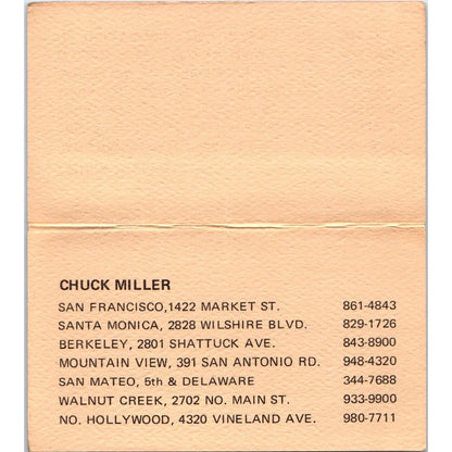 Pacific Stereo Chuck Miller San Francisco CA Vintage Business Card SD8-B20
