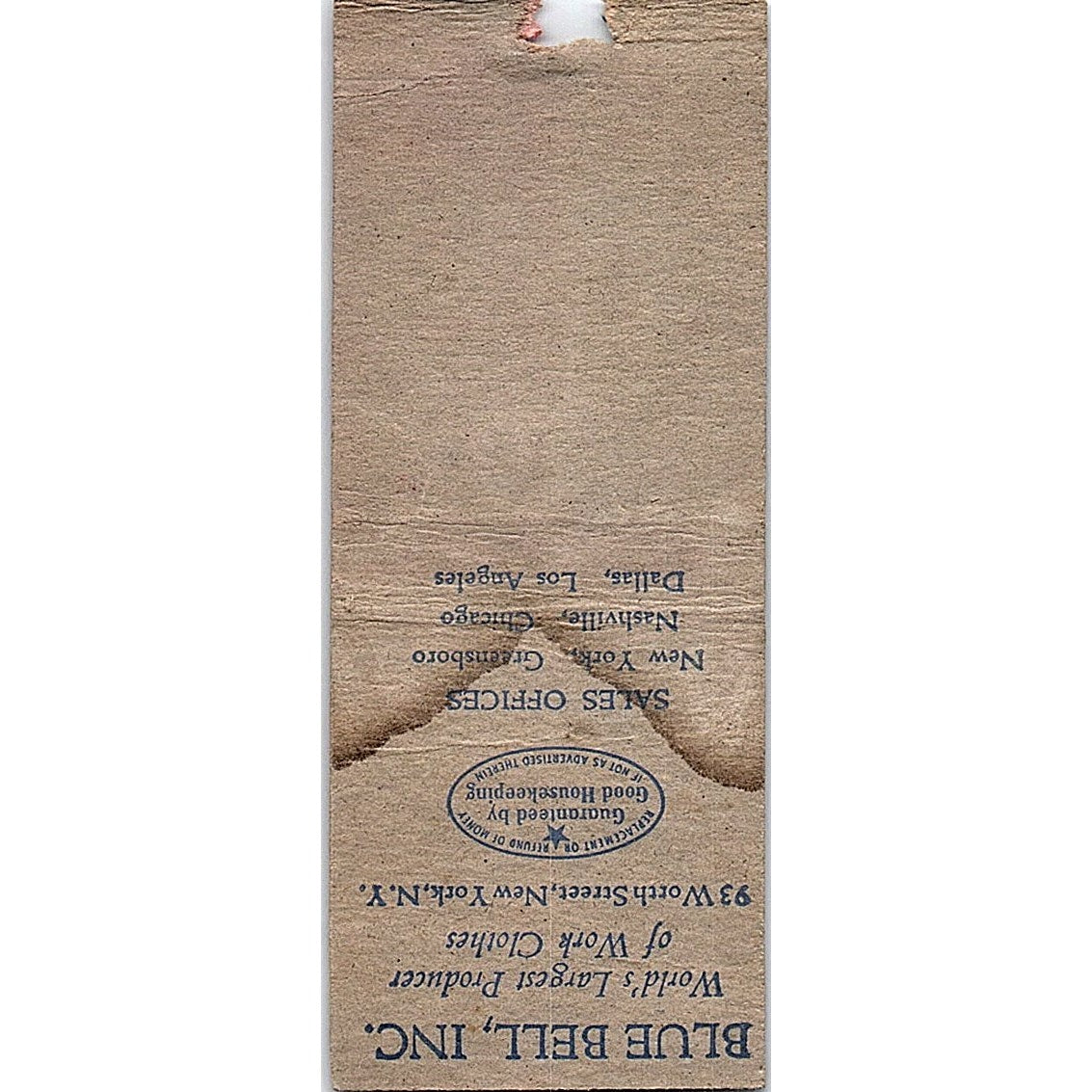 Blue Bell Big Ben Casey Jones Work Clothes Vintage Matchbook Cover SC7-Y6