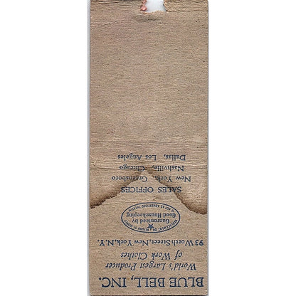 Blue Bell Big Ben Casey Jones Work Clothes Vintage Matchbook Cover SC7-Y6