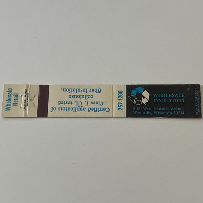 Wholesale Insulation West Allis WI Vintage Matchbook TB6-MB2-9