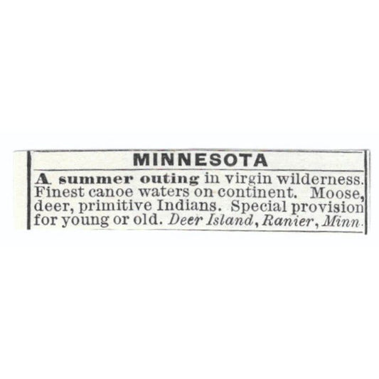Summer Camp Deer Island Ranier MN c1918 Original Advertisement AE5-SV5