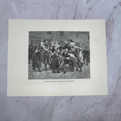 Hogarth Sketching the Highway of Queenborough 8.5x11.5" Engraving Art Print V20