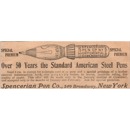 Spencerian Pen Co Broadway New York 1910 Magazine Ad AF1-CM3