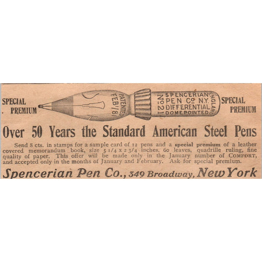 Spencerian Pen Co Broadway New York 1910 Magazine Ad AF1-CM3