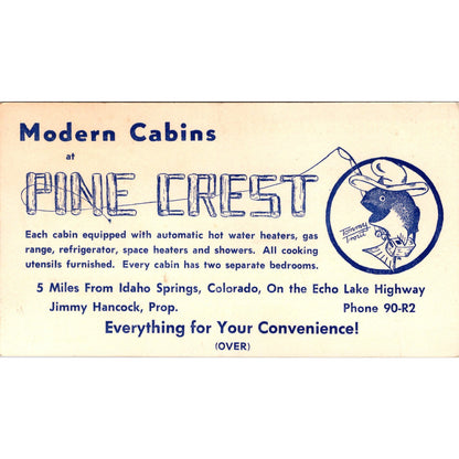 Pine Crest on Echo Lake Hwy Jimmy Hancock Idaho Springs CO Blotter Card AK4-H1
