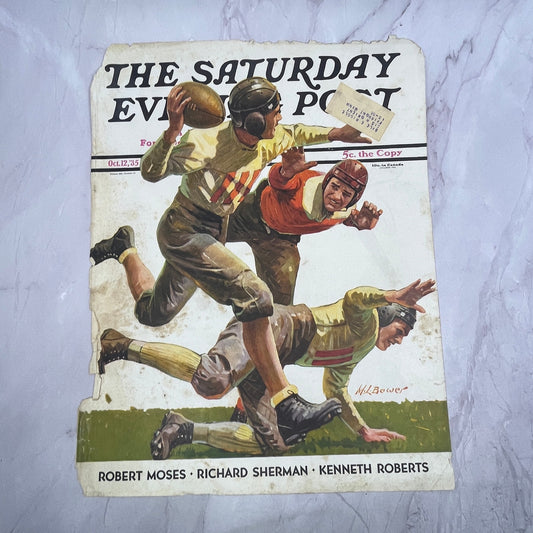 1935 Oct 12 Saturday Evening Post M.L. Bower Football Cover ONLY 10x13 V17