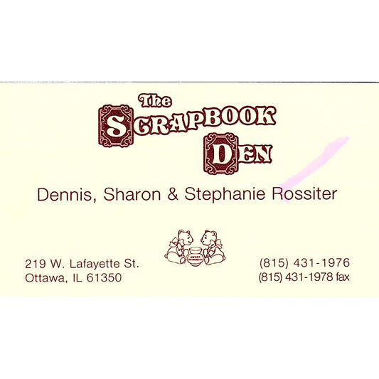 Scrapbook Den Dennis Sharon & Stephanie Rossiter Ottawa IL Business Card SC9-B11