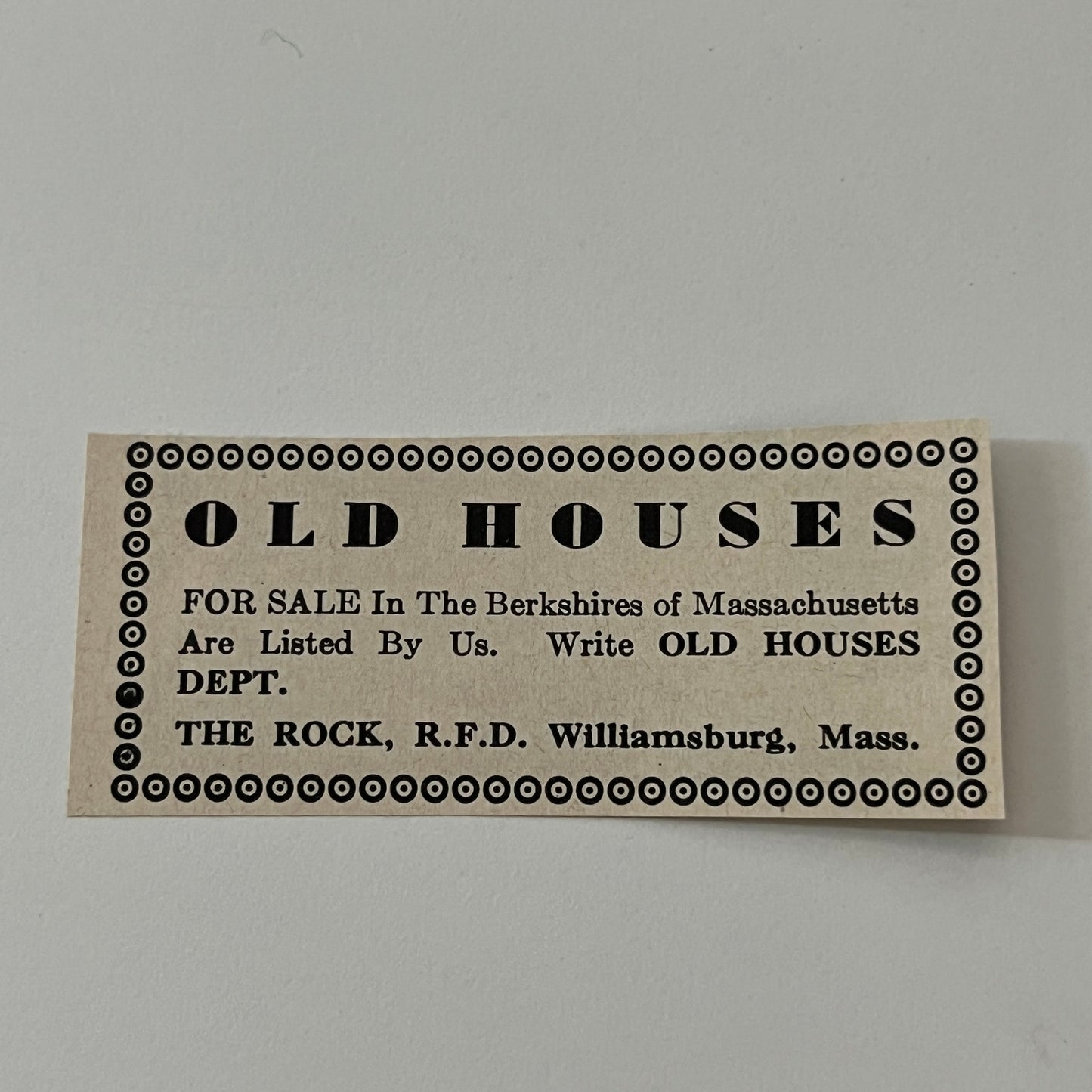 The Rock, R.F.D. Old Houses Williamsburg MA 1952 Yankee Magazine Ad SAG5-S1