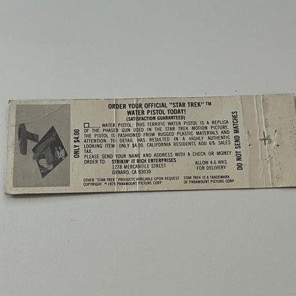 Star Trek The Motion Picture Souvenir Vintage Matchbook Cover MM5-7