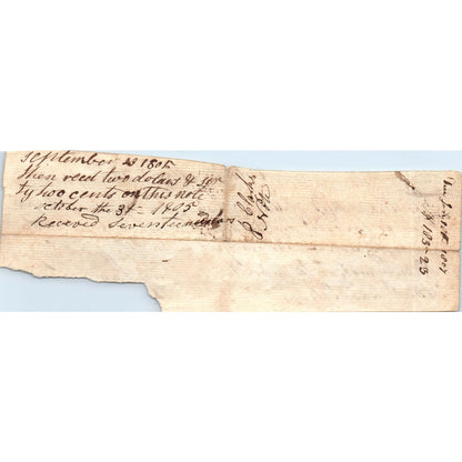 1805 Handwritten Receipt Colrain Massachusetts David Caldwell John Clark AE6-011